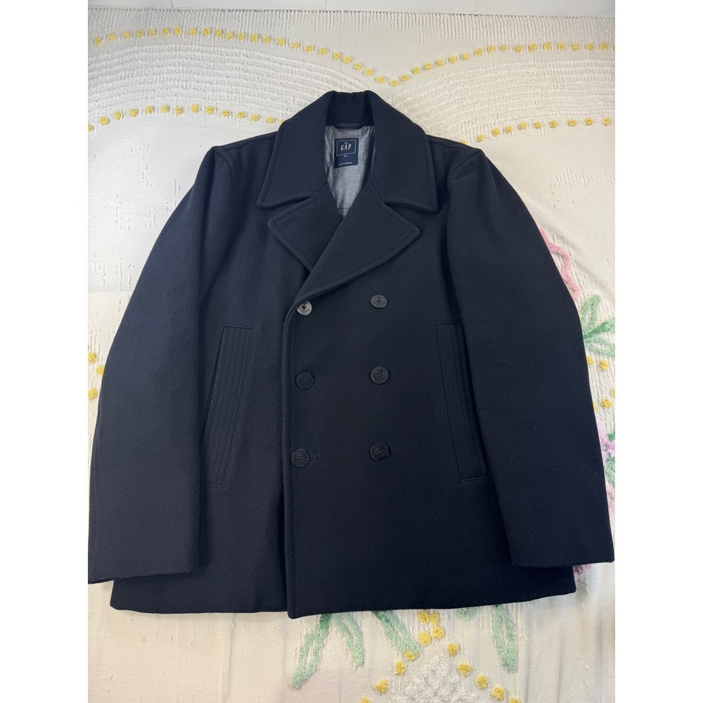 GAP Double Breasted Peacoat Navy Blue Wool Blend Men's XL‎